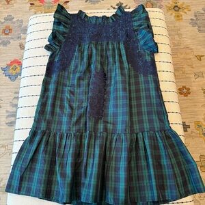 J.Marie Black Watch Plaid Ruffle Sleeve Dress